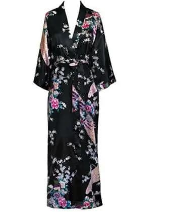 Plus Size Chinese Women Long Robe Floral Kimono Bathrobe