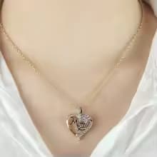 Gold-Plated Mom Heart Necklace with Cubic Zirconia - Dainty Valentine's Day