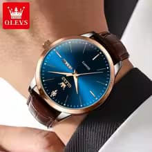 OLEVS 2935 Business Casual Men's Watch Waterproof Leather Strap Luxury Brand
